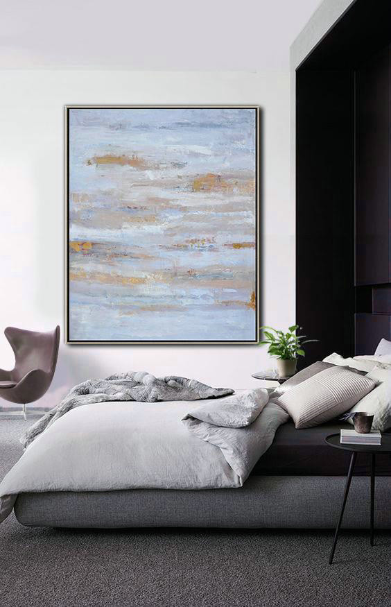 Large Abstract Art,Oversized Abstract Landscape Painting,Hand Made Original Art,Blue,Grey,Gold.etc